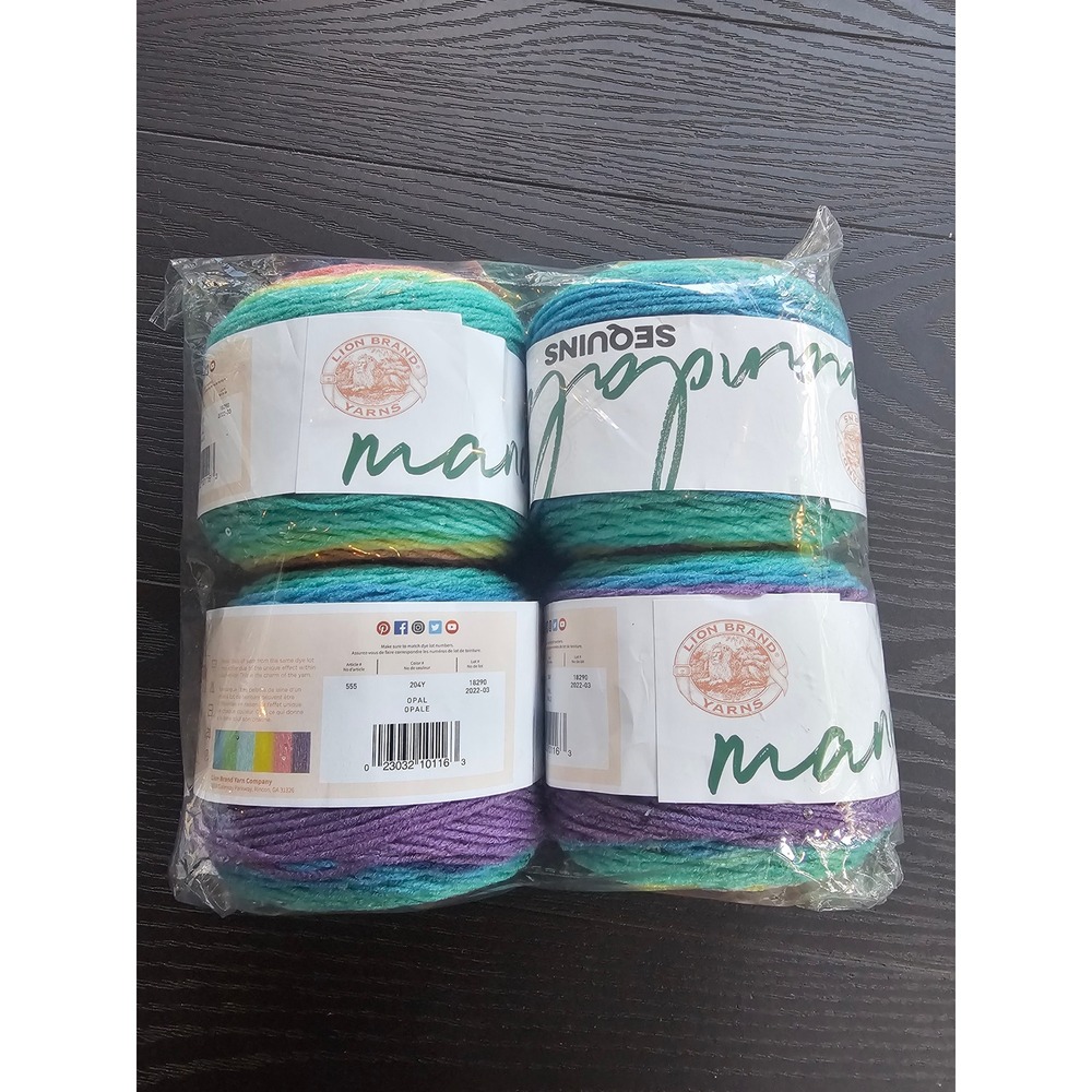 Lion Brand Mandala Sequins Yarn Opal 204Y 4 Skeins Light 3 Sparkle